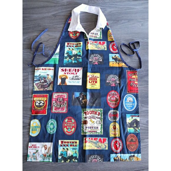 Vintage Apron Souvenir Australia Beer Labels of Australia Blue - Picture 2 of 3